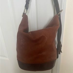 Vintage Marino Orlandi two tone rich brown Italian Leather Hobo Bag